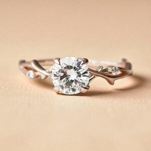 14k Gold- Moissanite Ring- Sz 6- Rose Gold 1.25 CT Fairytale Vine Twig Ring 2.7g